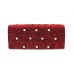 Evening Bag - Satin Embellished w/ Flower Rhinestones - Burgundy - BG-38044BUR